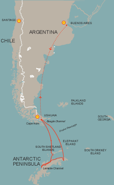 Antarctica Discovery route map