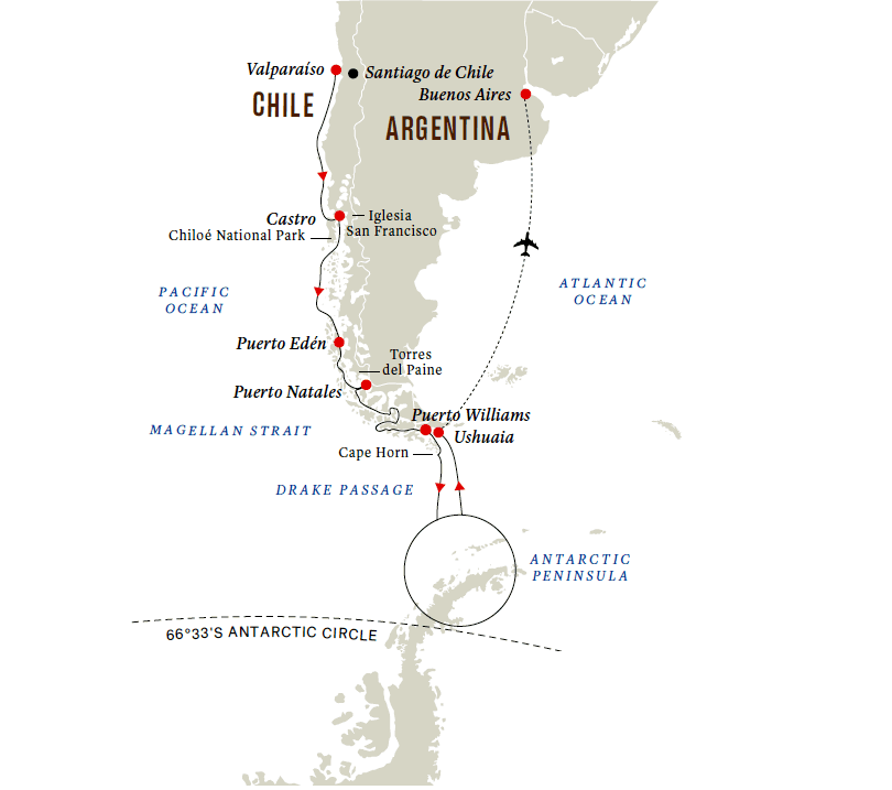 Antarctica, Patagonia, Chilean Fjords Map